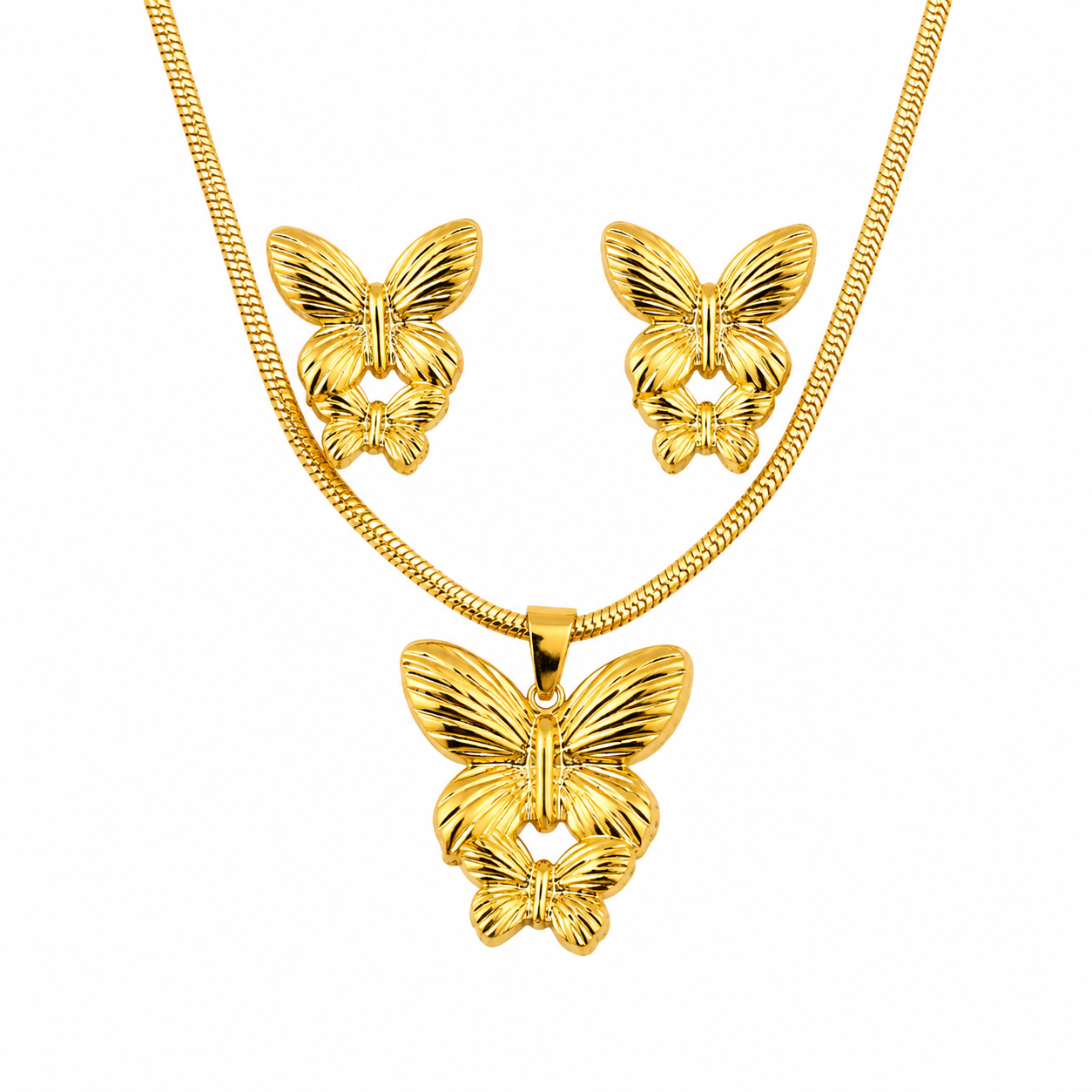 18K Gold Plated Butterfly Necklace & Earring Set | Le Paris Jewels