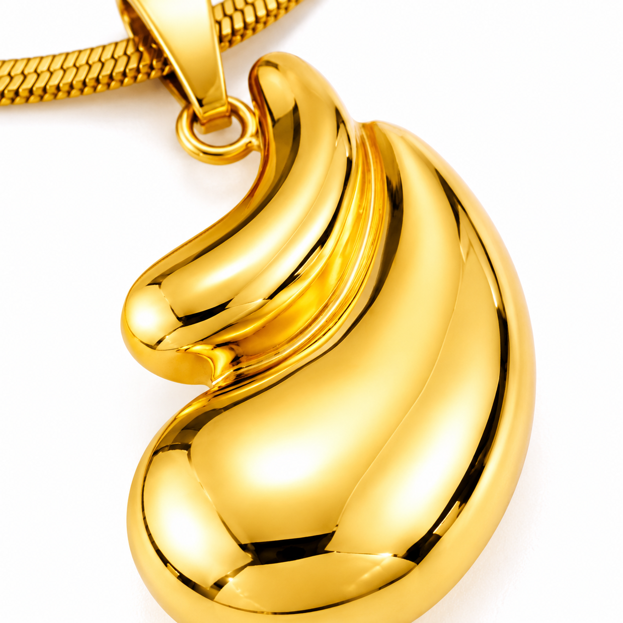 Sculpted Teardrop Necklace & Earrings Set – 18K Gold Plated Stainless Steel