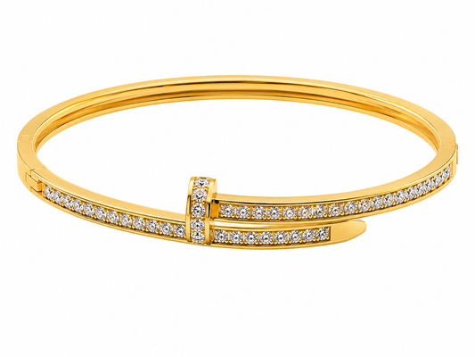Pavé Nail Bangle – Gold