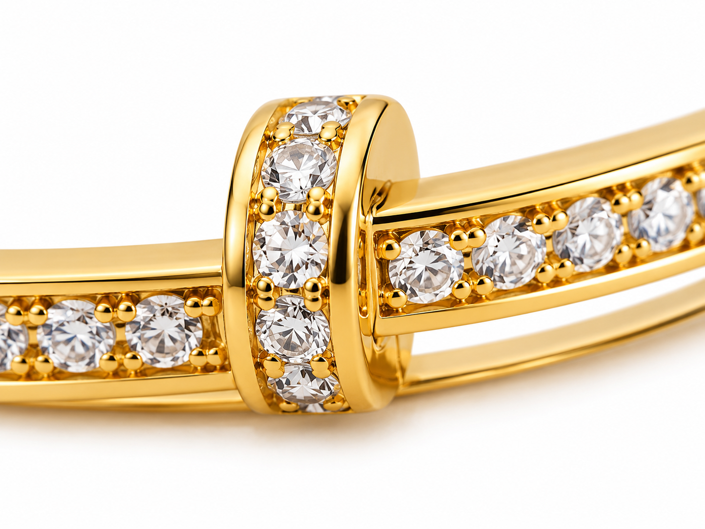 Pavé Nail Bangle – Gold