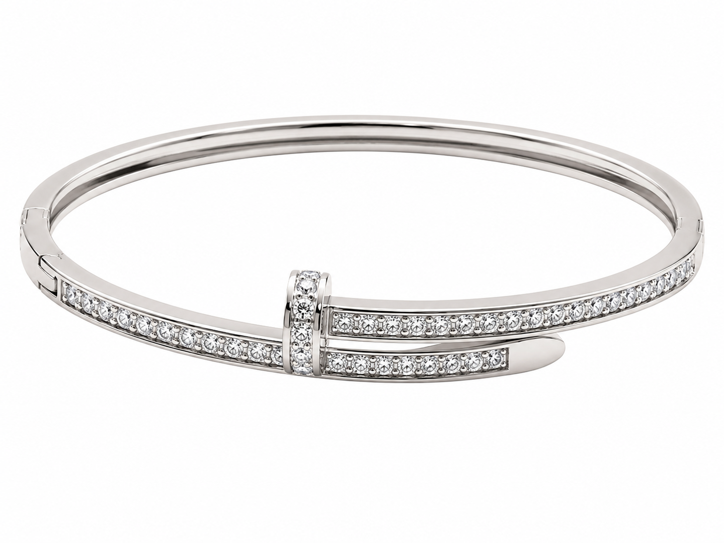 Pavé Nail Bangle – White