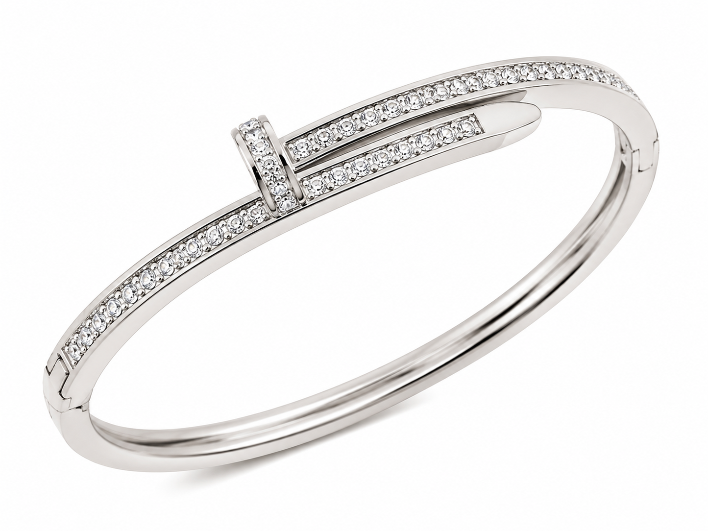 Pavé Nail Bangle – White