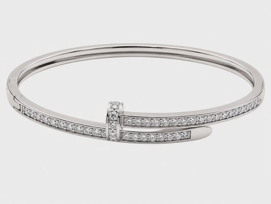 Pavé Nail Bangle – White