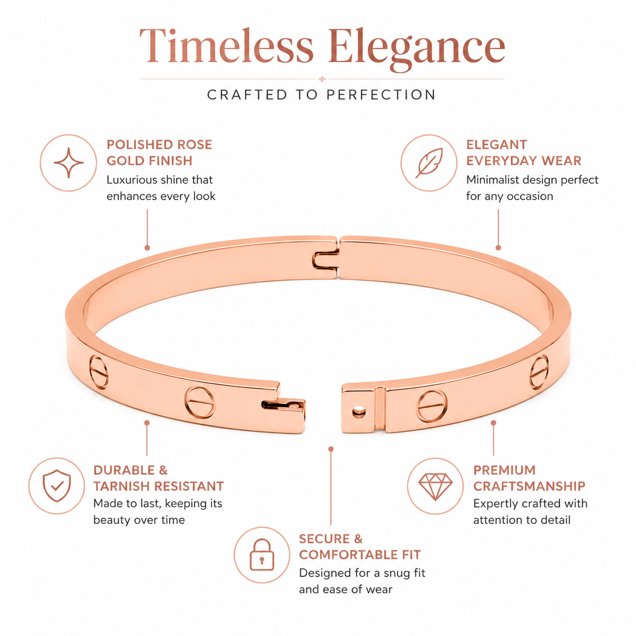 Classic Open Eternal Love Bangle – Rose
