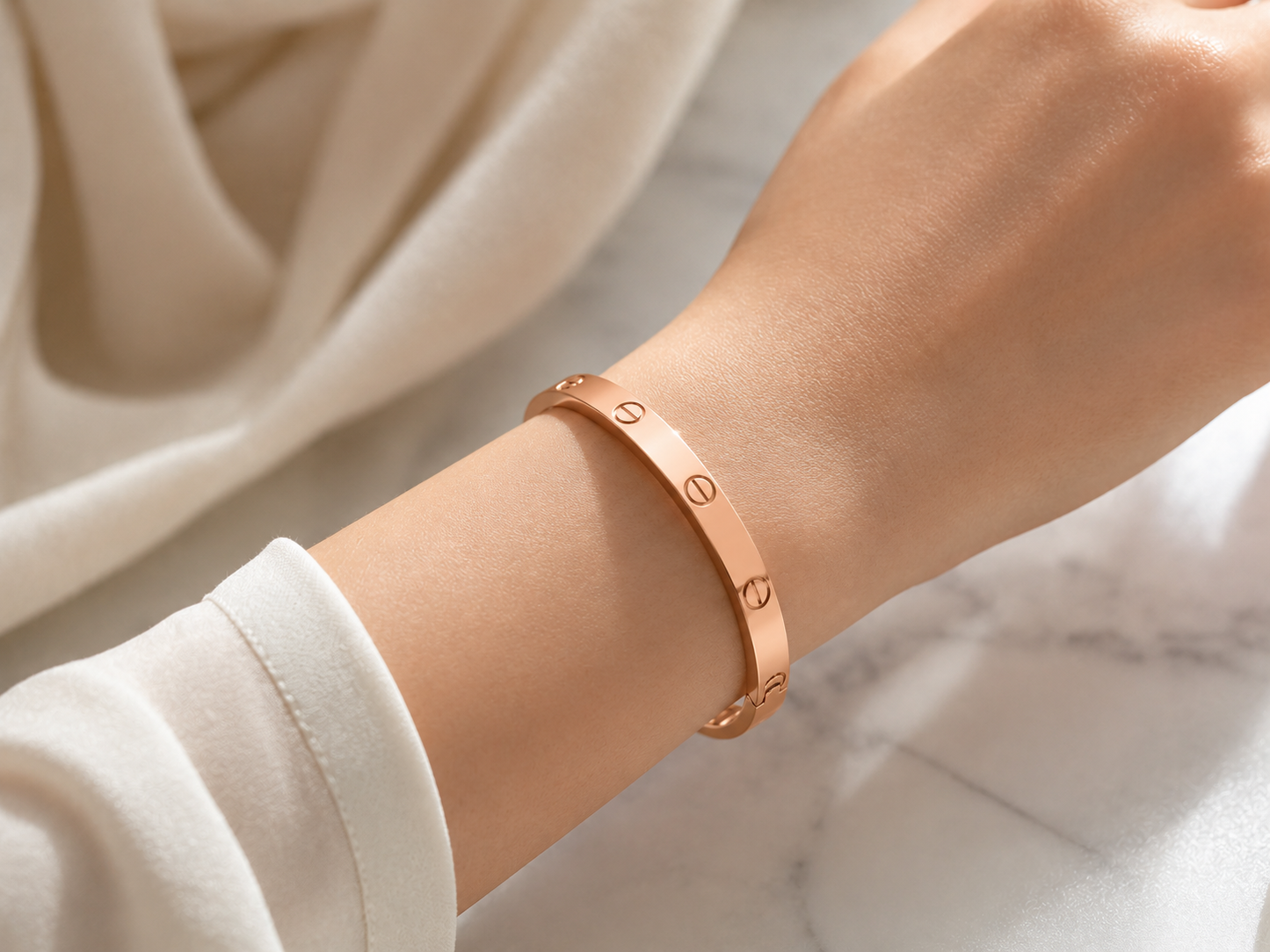 Classic Open Eternal Love Bangle – Rose