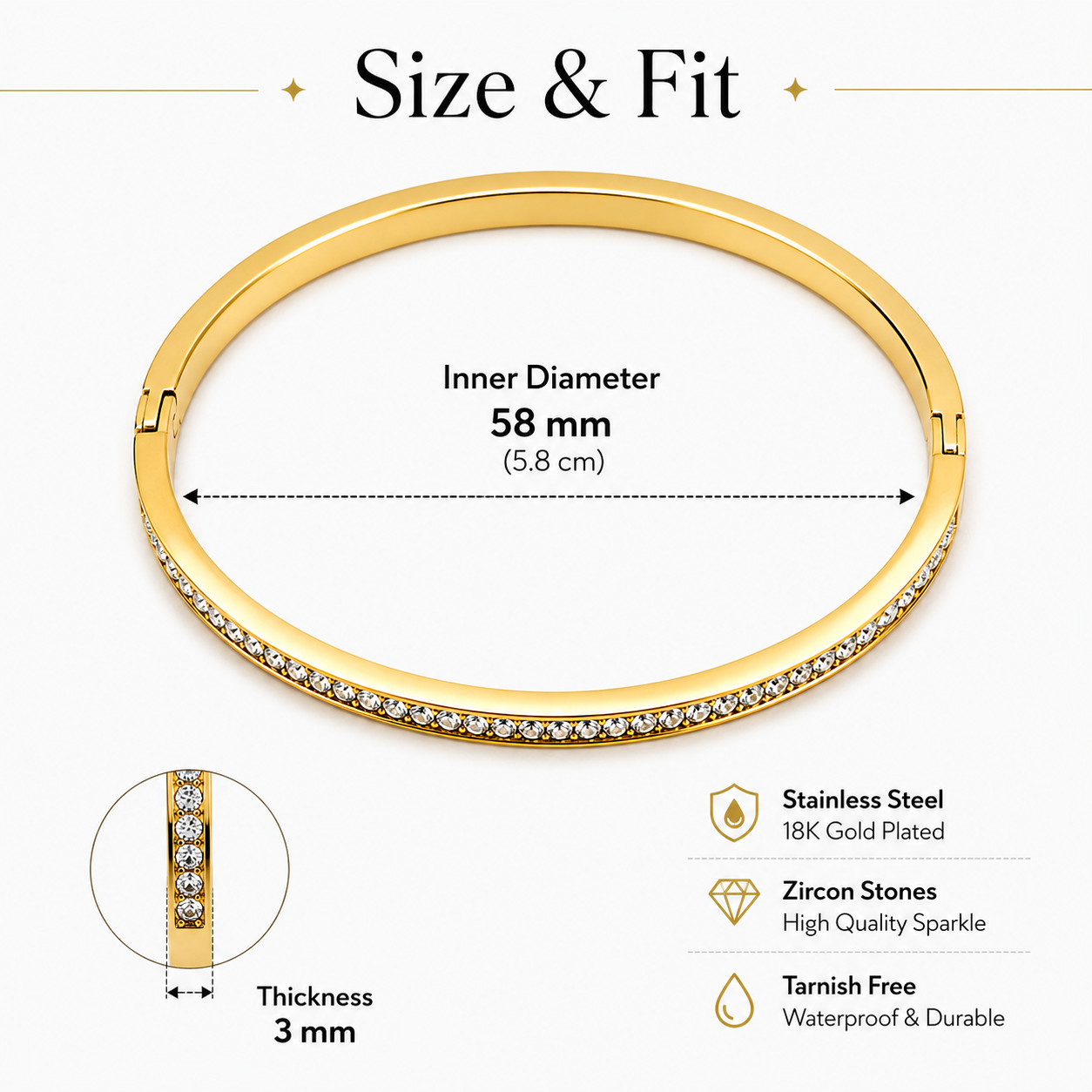 Slim Pavé Bangle – Gold