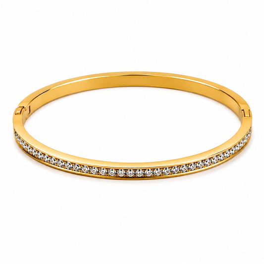 Slim Pavé Bangle – Gold