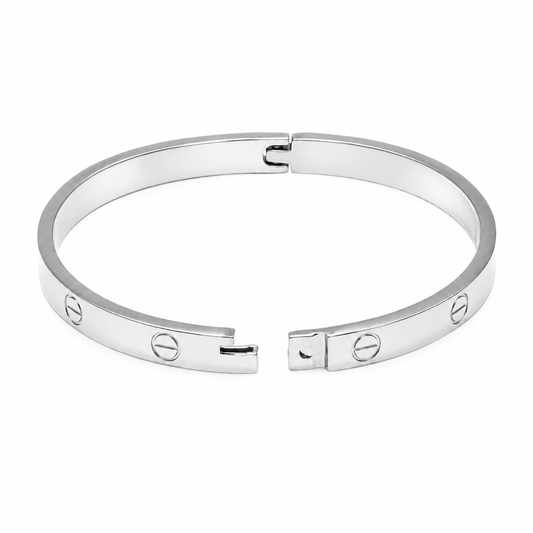 Classic Open Eternal Love Bangle – White