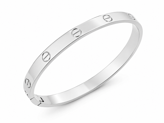 Classic Open Eternal Love Bangle – White